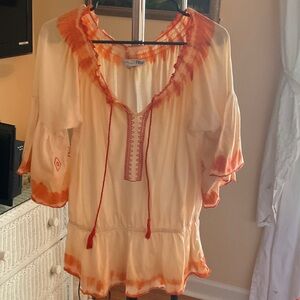 Raviya Cream and Orange Boho Blouse